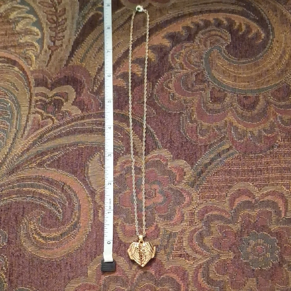 Gold Angel Wing Heart Pendant Necklace
